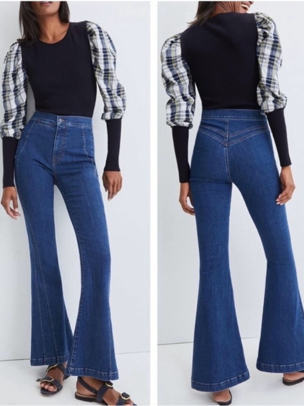 Veronica Beard Women’s Sheridan High Rise Exaggerated‎ Flare Blue Denim Jeans 30 - Picture 11 of 12